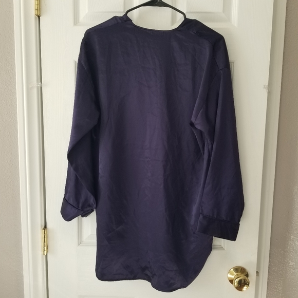 Victorias Secret Purple Satin Night Shirt Gold Label Monogram Vintage Womens P/S - Picture 2 of 7